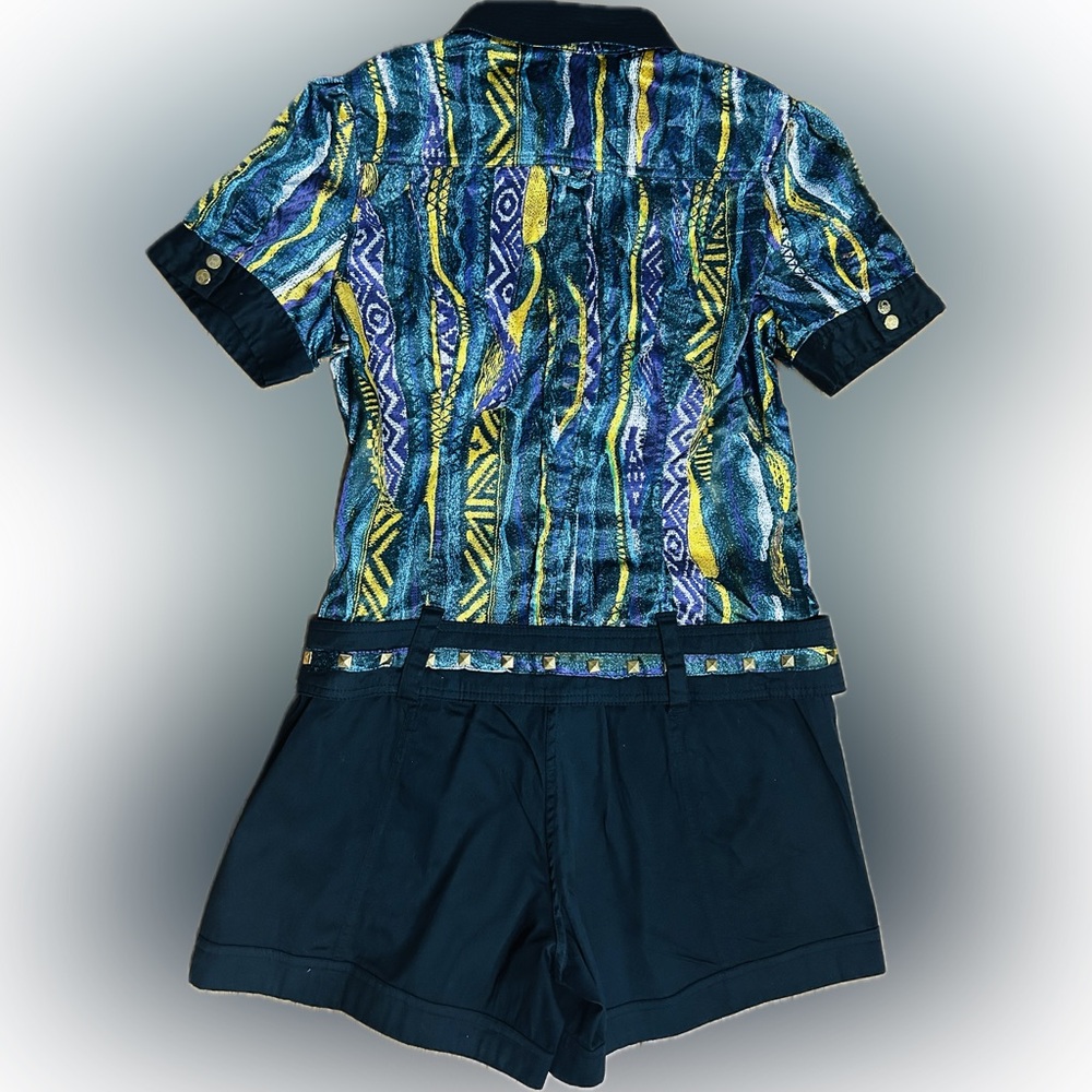 EUC Coogi SZ 9/10 black/multicolored rare vintage romper/removable belt/bust 38” - Picture 3 of 11
